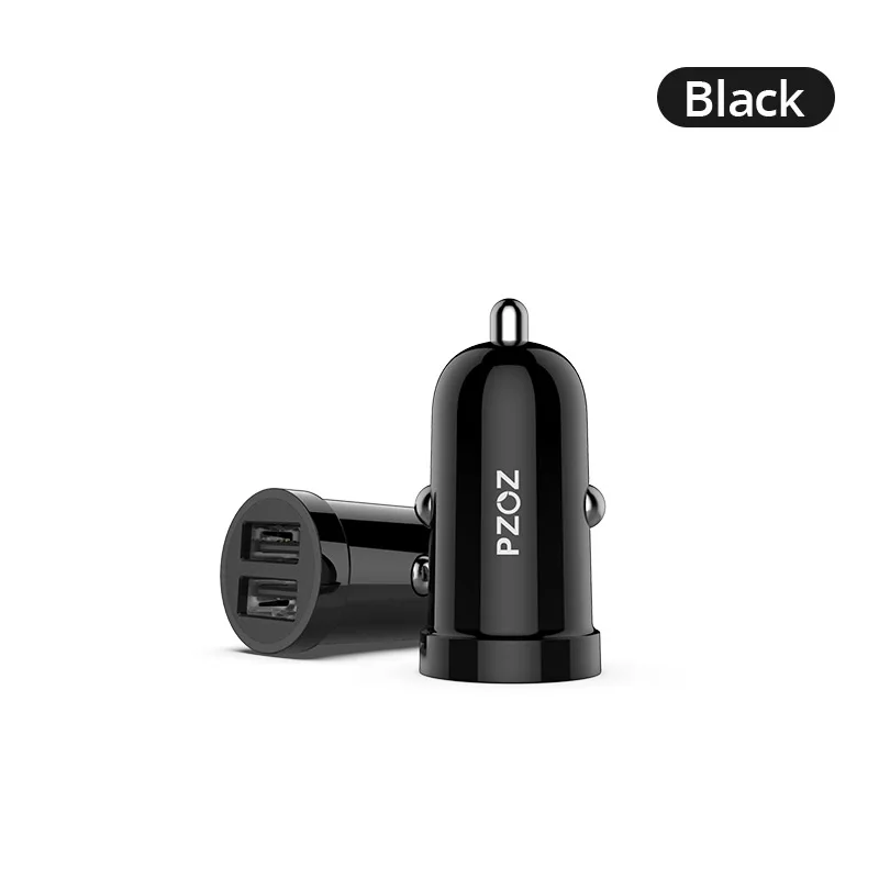 Black PZOZ мини USB Автомобильное зарядное устройство двойной USB 3.1A зарядка мобильного телефона планшета gps универсальная Быстрая зарядка автомобиля-зарядное устройство адаптер Аксессуары - Тип штекера: Black