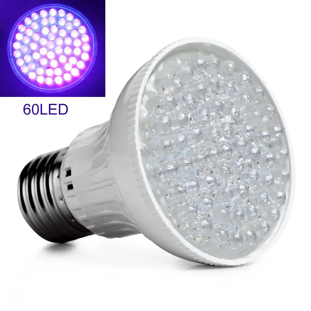 Горячее предложение Ультраяркий E27 УФ фиолетовый светильник 60 светодиодов