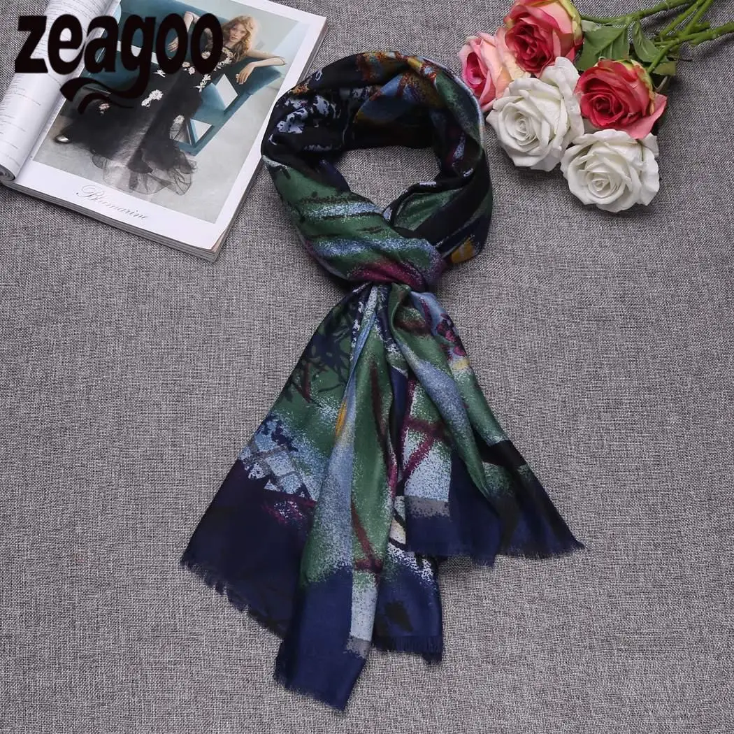 Ни один шарф Для женщин Живопись платок длинные масла Обёрточная бумага мягкая