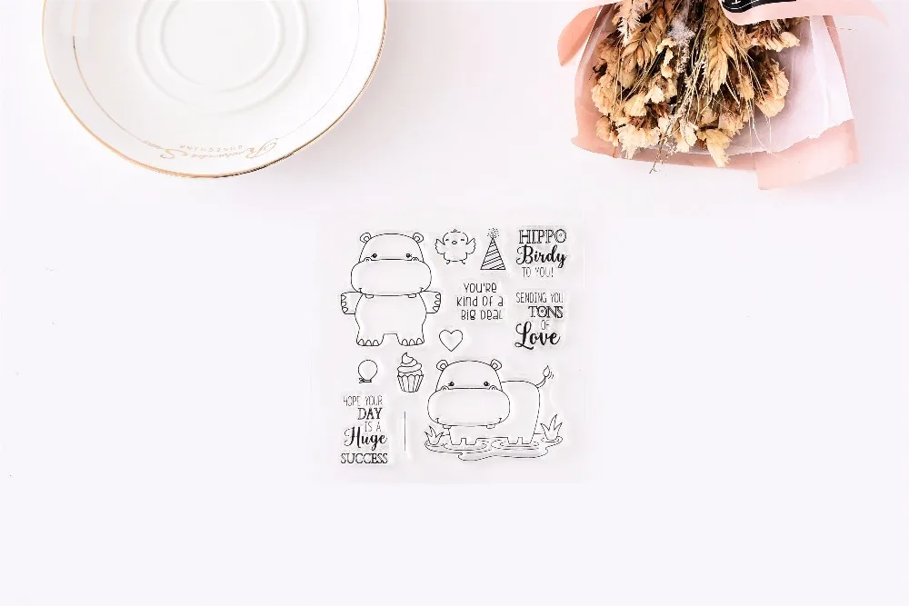 TPP The Birth of a Hippo Clear rubber stamps/kids clear stamps and dies for scrapbooking/card making/animal stamp | Канцтовары для