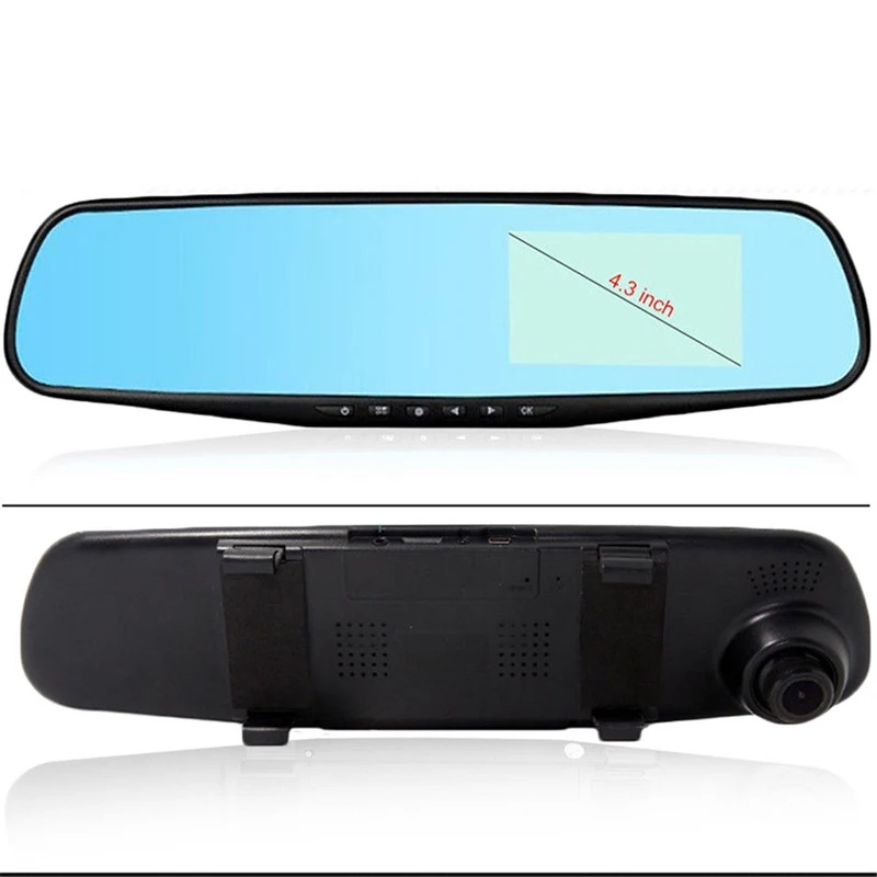 4," HD 1080P двойной объектив зеркало заднего вида автомобиля dvr Cam рекордер безопасности камеры набор