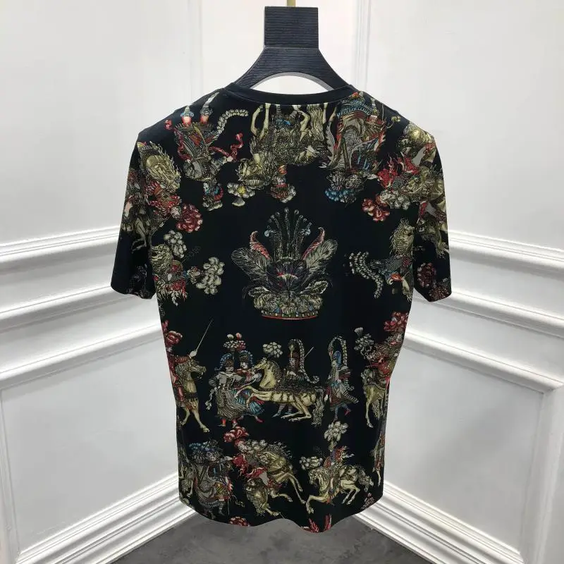 Весна 19ss новые модные футболки с цветочным принтом рыцарская Корона футболка для мужчин хлопок известный бренд одежда Топ Ретро
