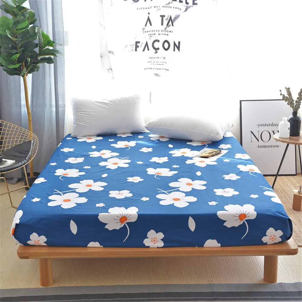 Лидер продаж модный простыня с цветочным узором 100% хлопок полноразмерный синий