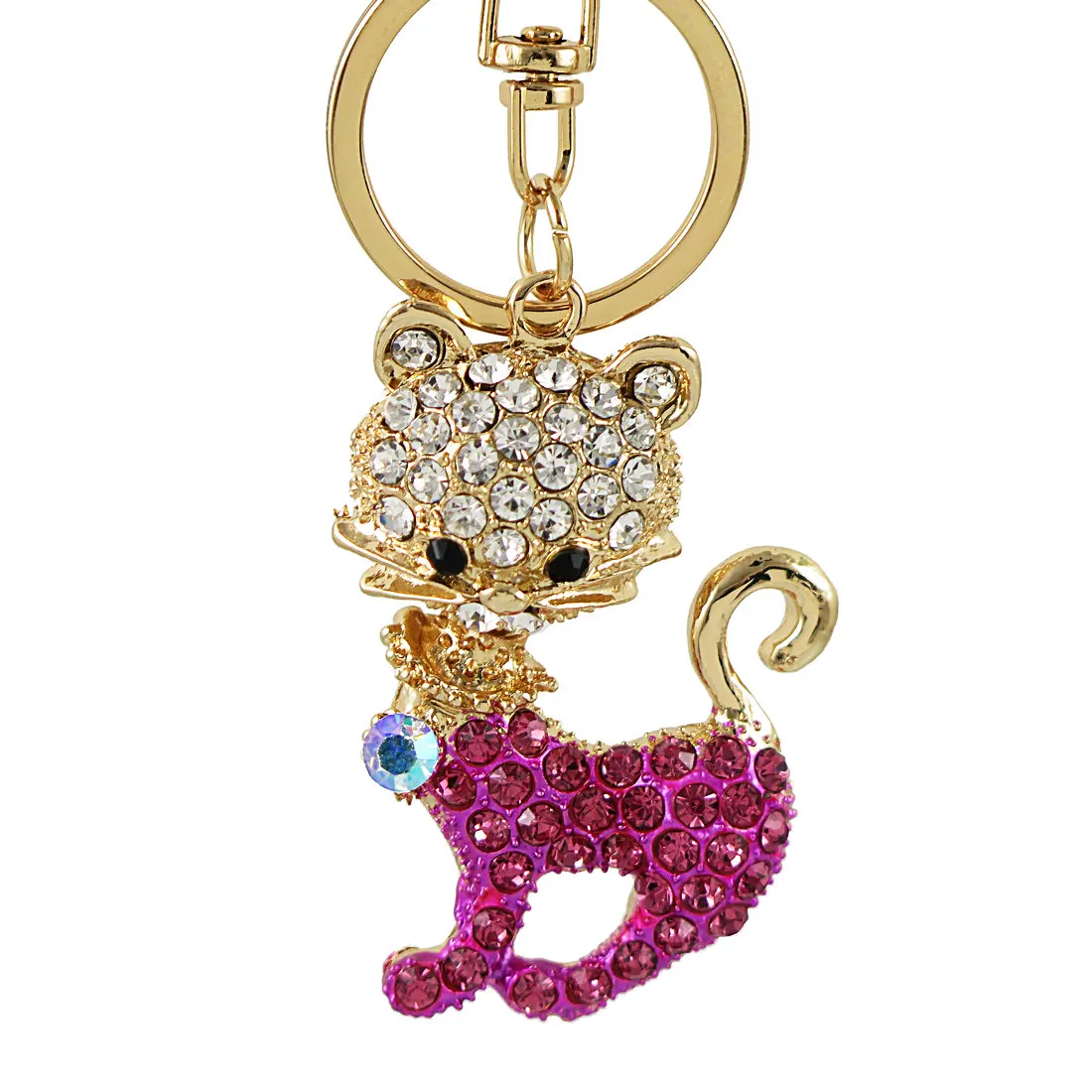 Брелок из сплава цинка с милым котом и стразами роскошный женский автомобильный