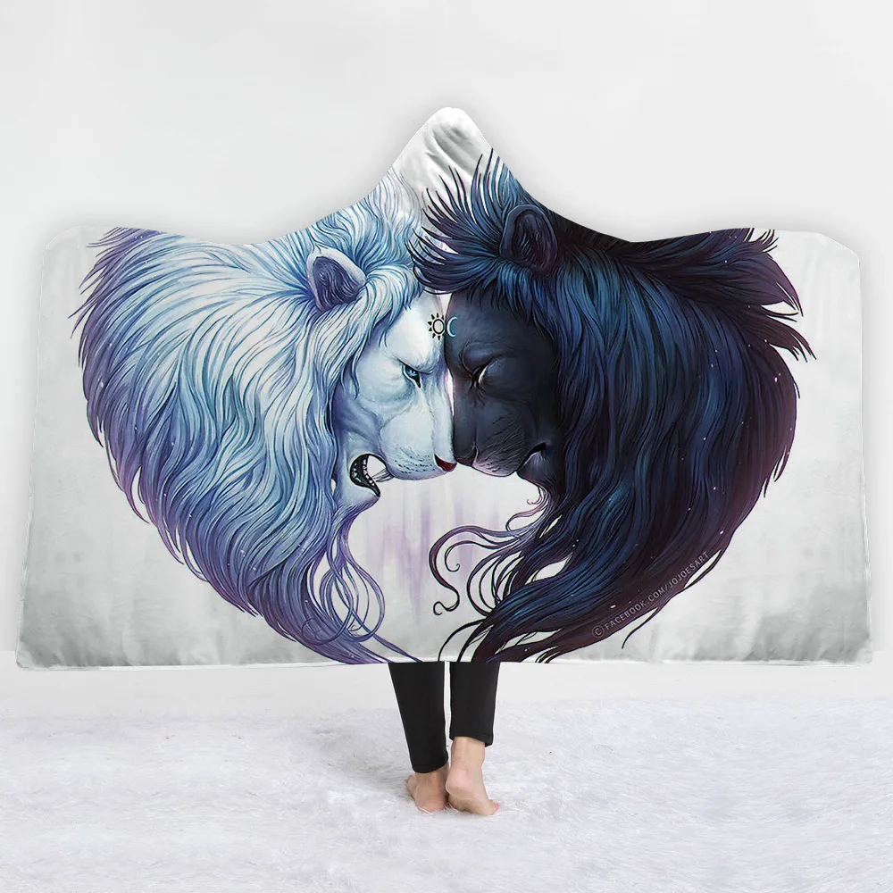 Medusa alienate wolf hooded fleece blanket wind proof wearable kids room fine decoration | Дом и сад
