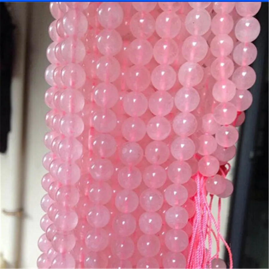 

Wholesale 6mm Genuine Pink Quartz Crystal Beads Women Femme Bracelet Necklace DIY Transparent Rope Chain Loose Round Beads