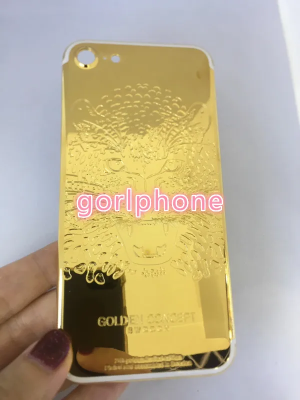 Новое хорошее качество Замена роскошный корпус шасси для iphone 7 задняя сторона 24 k зеркало золото леопард батарея Дверь с логотипом+ кнопки