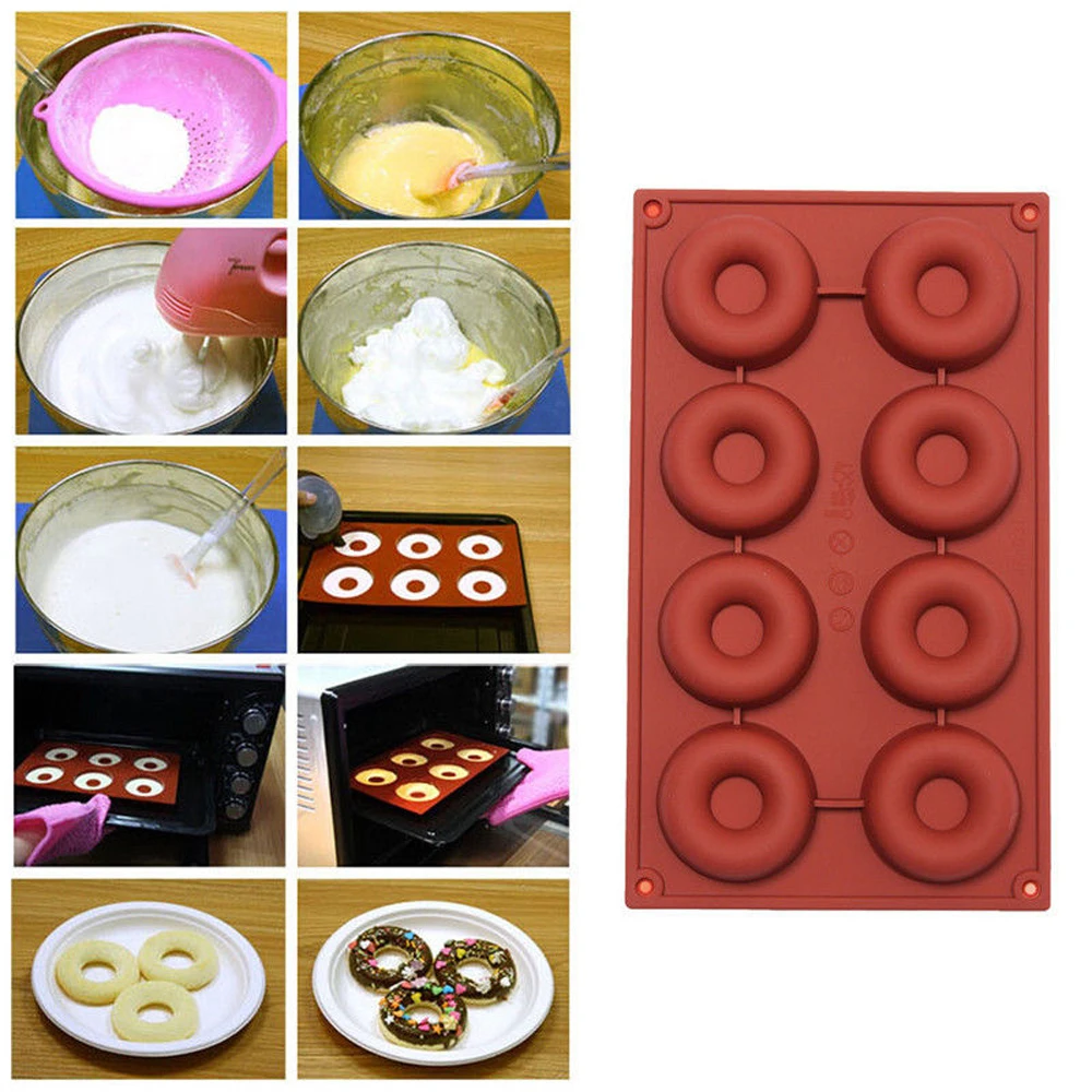 

8 Cavity Donut Baking Mould Cake Chocolate Sugar Soap Silicone Mold
