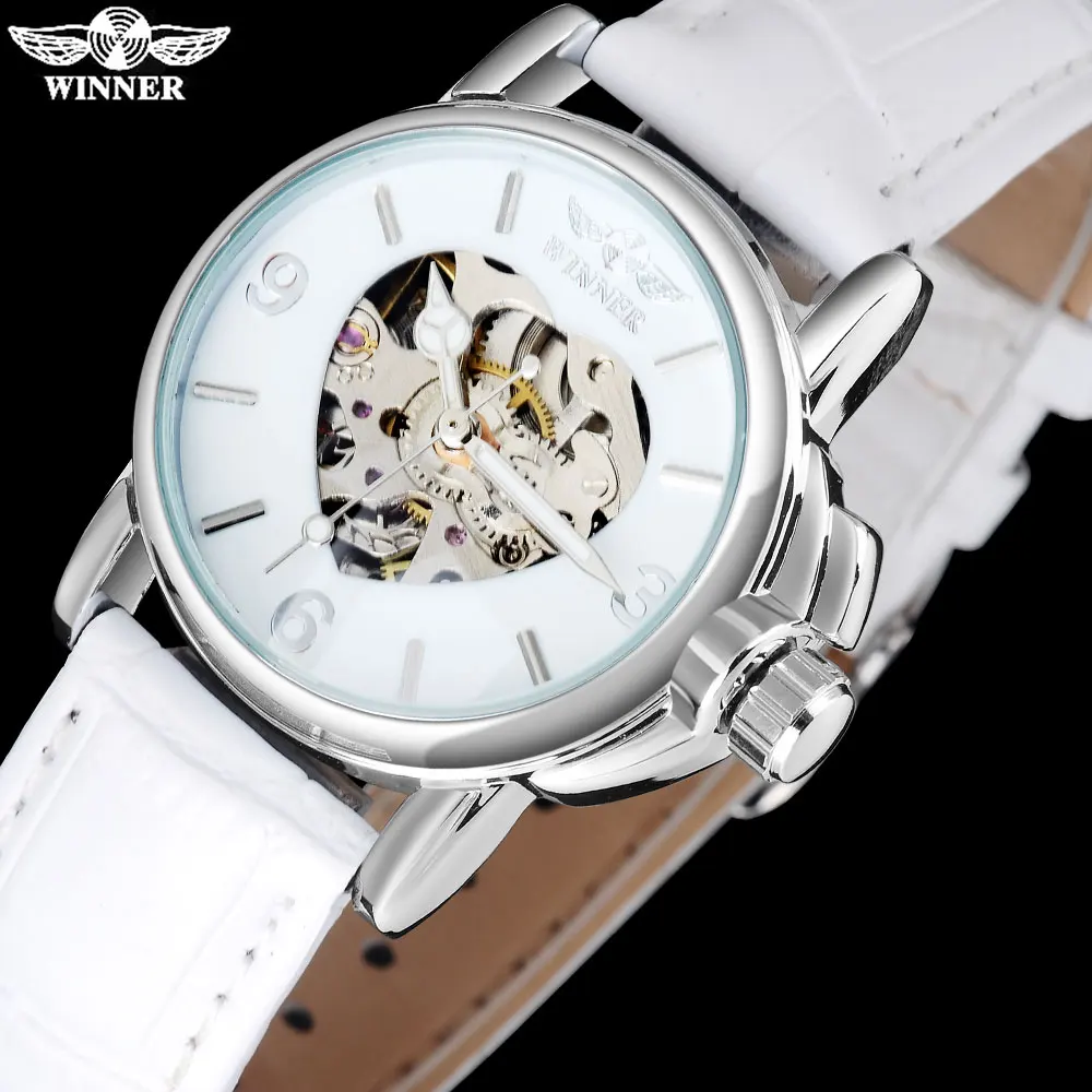WINNER популярный бренд 2016 женские часы простые автоматические Скелетон циферблаты