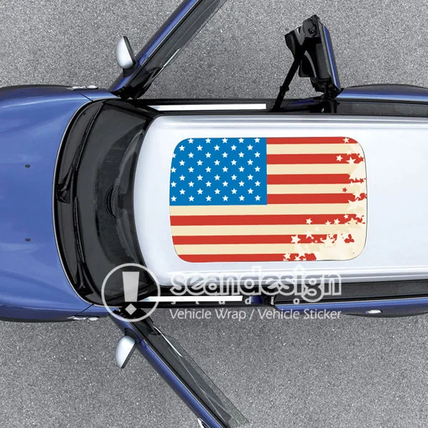 

USA Flag D-D-Q Auto Roof Decal Sticker One way vision sticker
