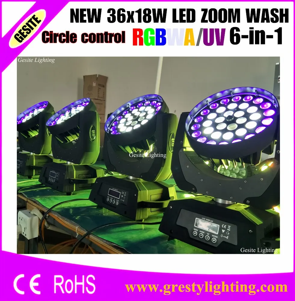 1 шт. подвижный Головной фонарь с мини зумом 36x18 Вт 6 в RGBWAUV 10 60 градусов|beam wash|moving head