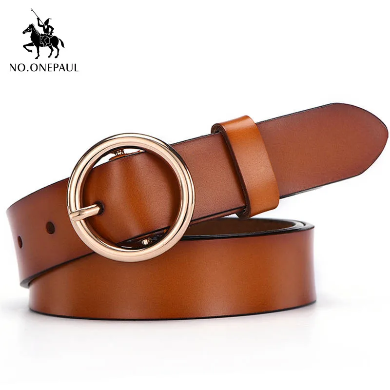 YQ01 brown gold NO. ONEPAUL женский ремень Горячая Последняя мода дизайн кольцо Серебряная Пряжка Ретро Простой Панк Дамский металлический для джинсов или платья - Цвет: YQ01 brown gold