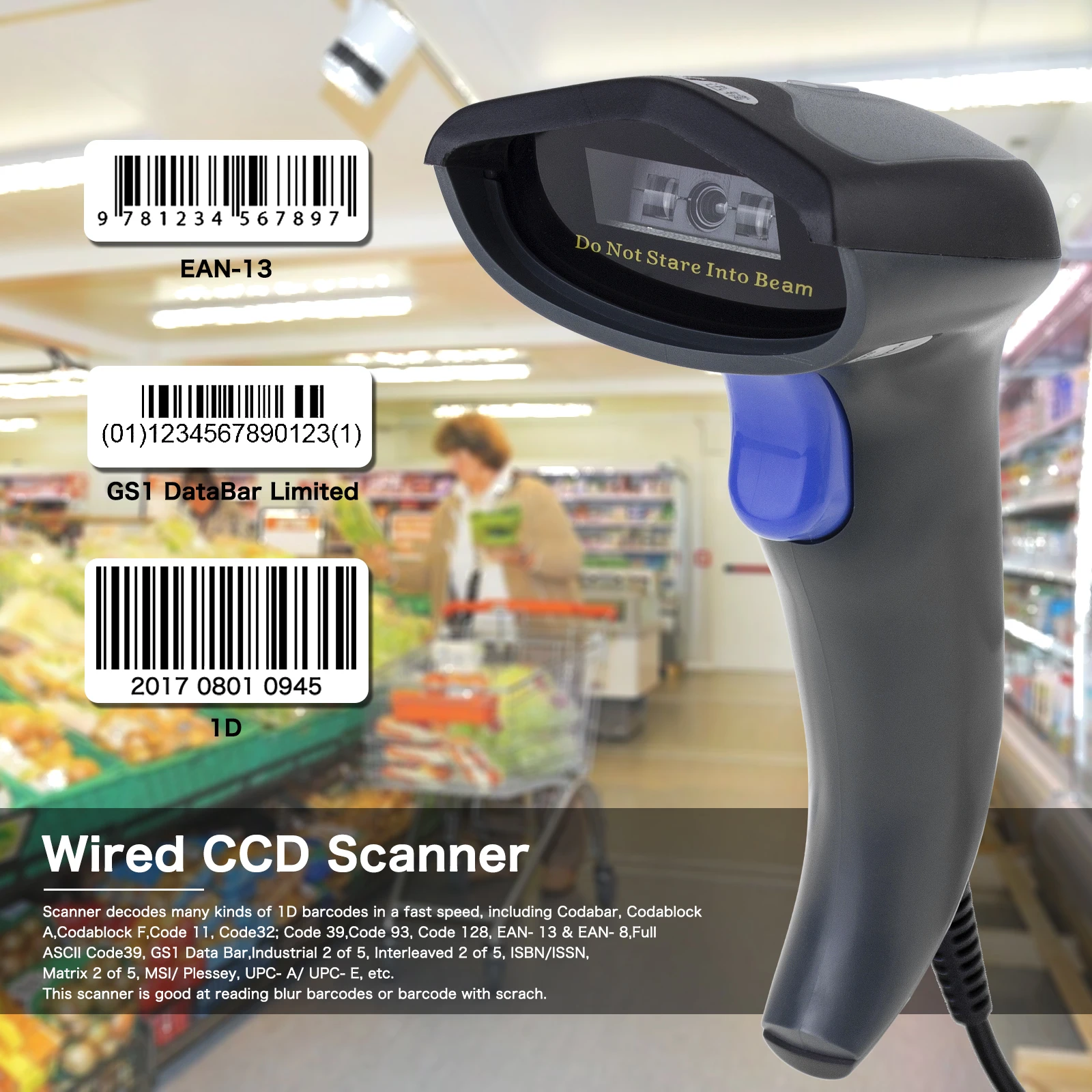 NETUM W3 Проводной CCD сканер штрих-кодов Ручной 1D считыватель штрих-кодов Imager мобильный платёж компьютерный экран сканирование для POS ПК компьютер
