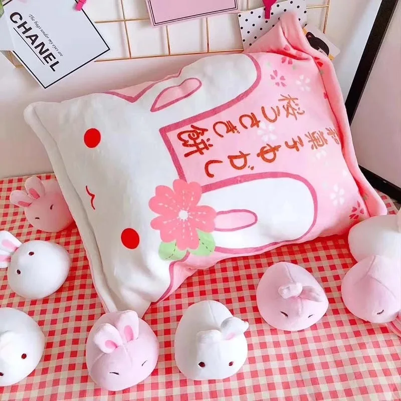 small size-3pc bunny 8 шт. маленькая плюшевая игрушка КИТ розовый Сакура кролик Япония анимефаршированная кукла моделирование конфеты в сумке подушка - Цвет: small size-3pc bunny