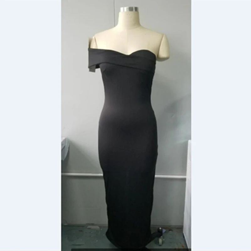 

Summer Women Bandage Bodycon Sleeveless Sexy Party long Dress strapless off shoulder solid slim pencil long dress
