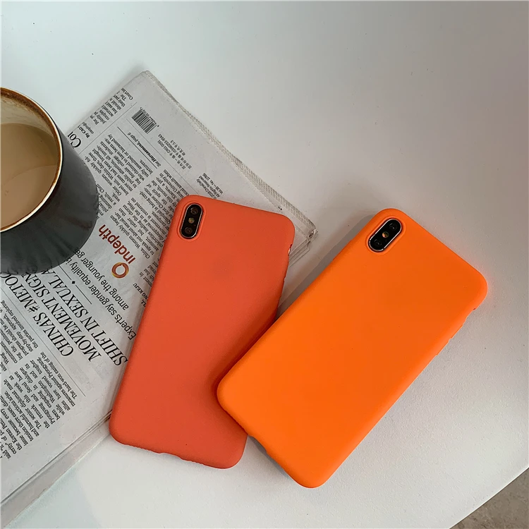 Крутой флуоресцентный оранжевый зернистый чехол для телефона для iphone XS Max XR 8 7 6S 6 Plus полное заднее покрытие Мягкий ТПУ чехол s Capa
