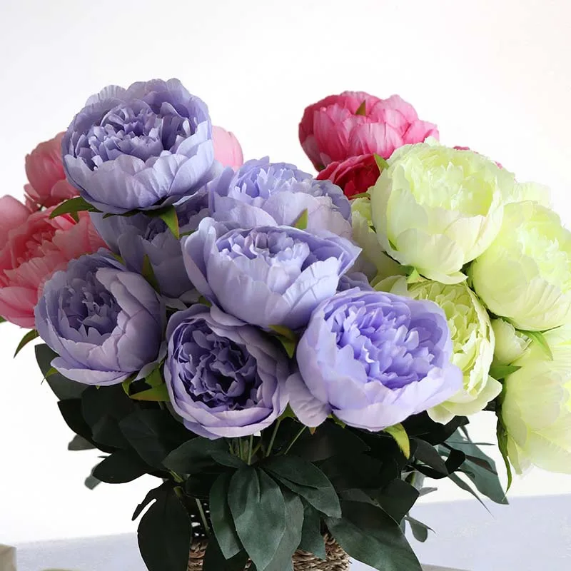 10 головок искусственные цветы Букет пионов для свадебной вечеринки украшение