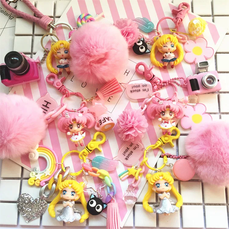 Милый японский брелок с мультипликационным изображением моряка Муна и помпоном