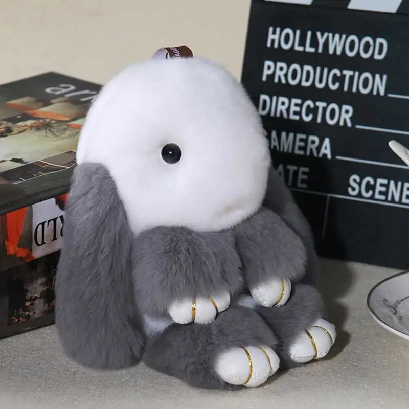 LINSOIR 2017 милый пушистый кролик брелок меховой помпон для женщин 14 см игрушка кукла