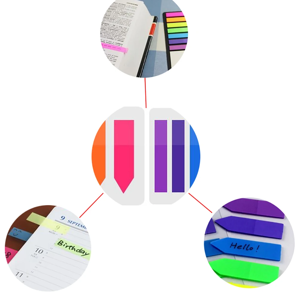 Неоновые маркеры для страниц 6 комплектов цветные индексные язычки флаги радуга