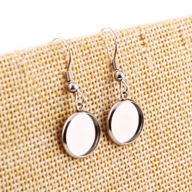 

200pcs Reidgaller acier inoxydable cabochon de boucle d'oreille 12mm de base blanc bricolage bo