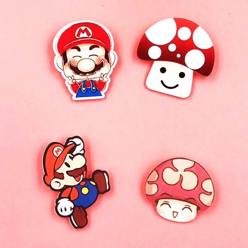 1 шт. заколки для значков грибов Kawaii Super Mario bros акриловая брошь мини значки рюкзака