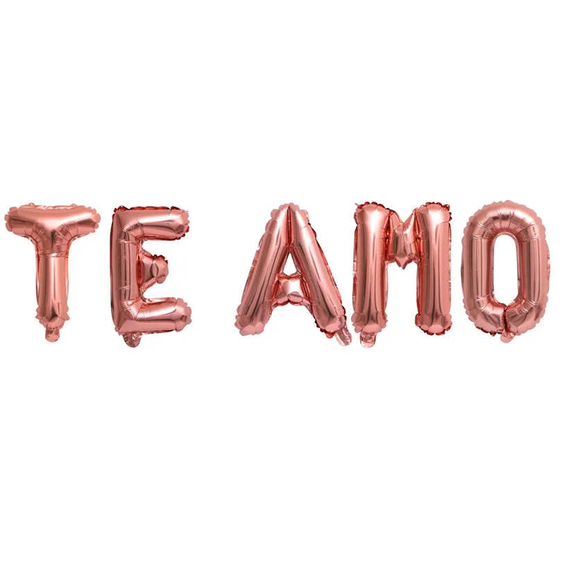 5 шт. 16 дюймов испанский шар &quotTE AMO&quot розовые золотые красные серебряные шарики с