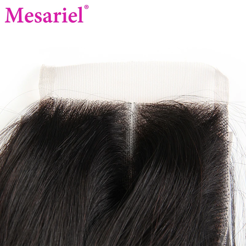 Mesariel 5X5 Transparent Lace Closure Malaysian Straight Human Hair Swiss Non-Remy Natural Color | Шиньоны и парики