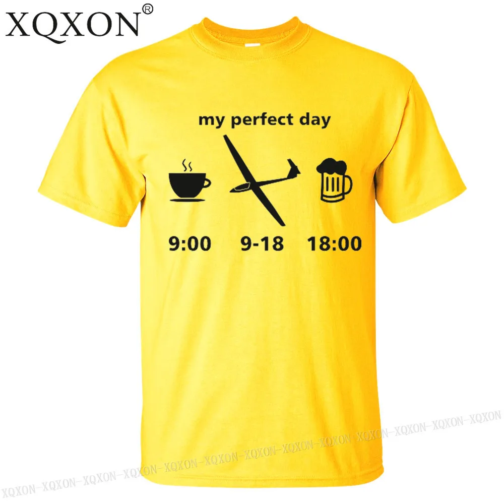 XQXON-my perfect day скользя Для мужчин футболка хорошего качества хлопок Летние Короткие рукава человек футболка; Топы K113 - Цвет: Yellow