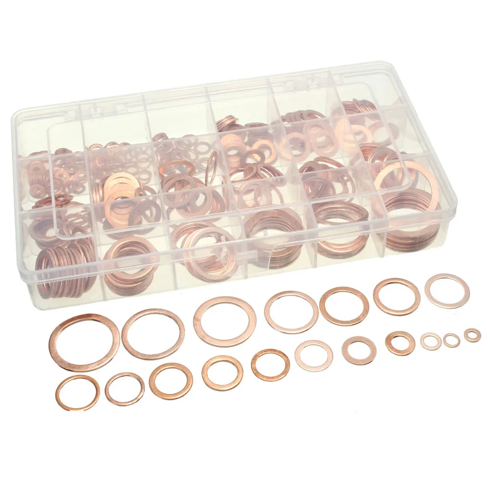 

New high-quality 395 pieces / copper flat washer gasket seal parts 18 metric electric car