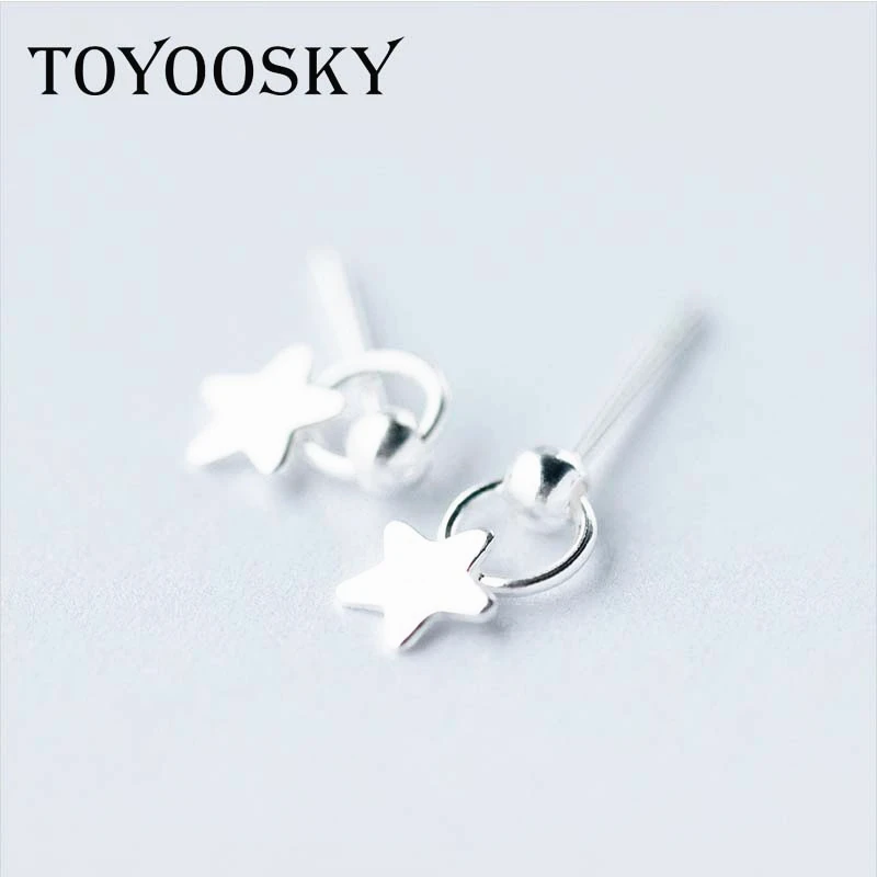 Женские серьги пусеты со звездочкой из стерлингового серебра 925 пробы для