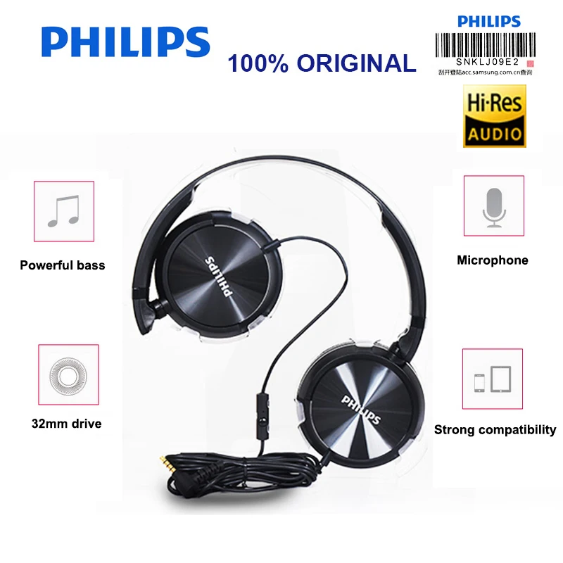 Наушники Philips SHL3065 с шумоподавлением микрофоном и повязкой на голову дизайн для
