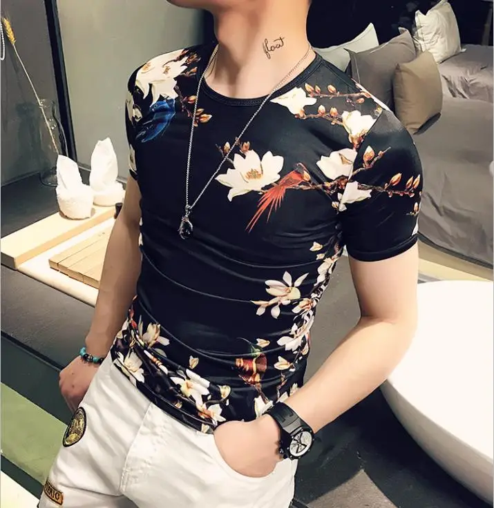 2017 Лето Slim Fit Мужская Футболка Homme Новый печати С Коротким Рукавом мужская
