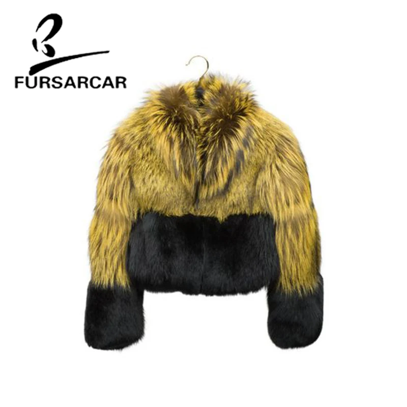 FURSARCAR New Style Natural Real Fur Coat For Women Luxury Warm Fox Fur Coat With Fur Collar Winter Short Style Fox Fur Jacket