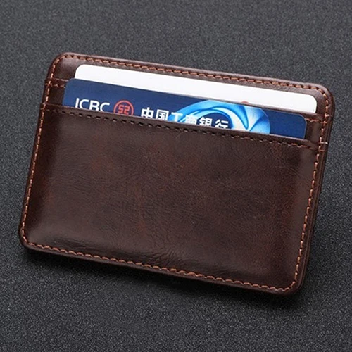 Мужской кожаный тонкий кошелек двойного сложения с отделением для карт и