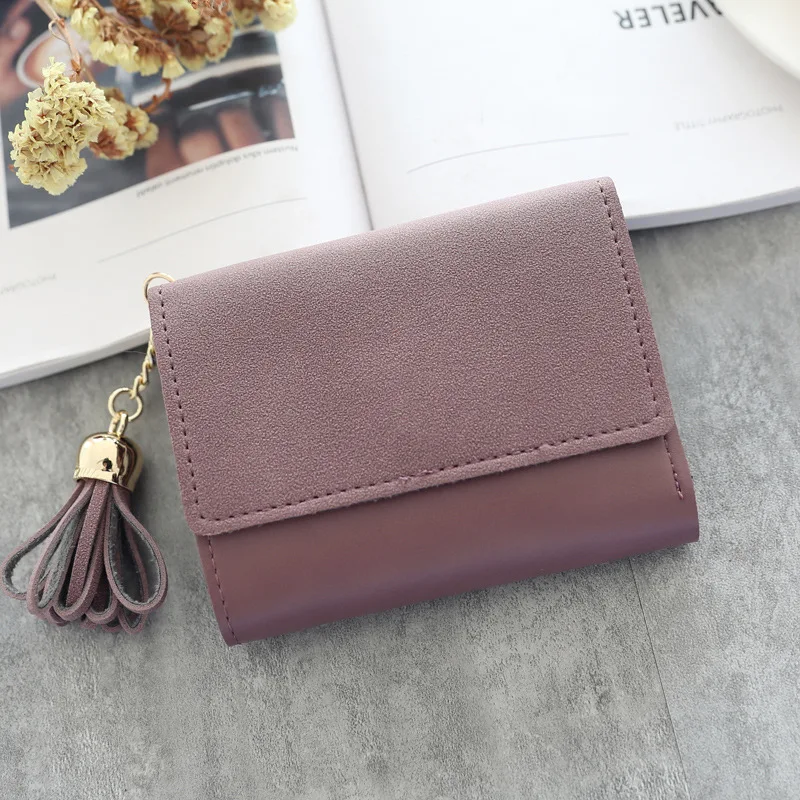 Модные женские короткие кошельки XZXBBAG с застежкой и кисточками женский кошелек