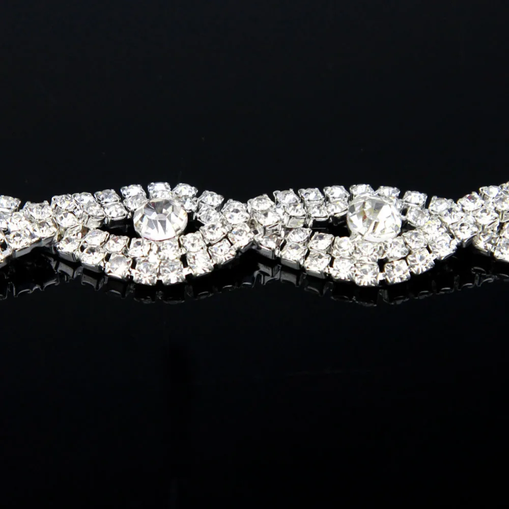 1Yd доступный потрясающий горный хрусталь Кристалл Золотая аппликация цепь