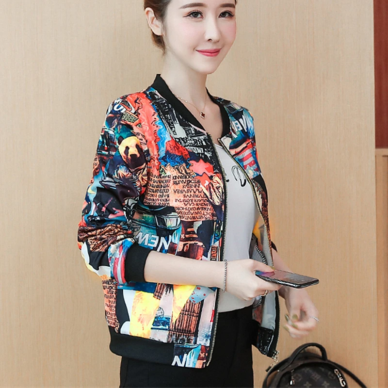 Бомбер женский с длинным рукавом базовая Повседневная тонкая офисная