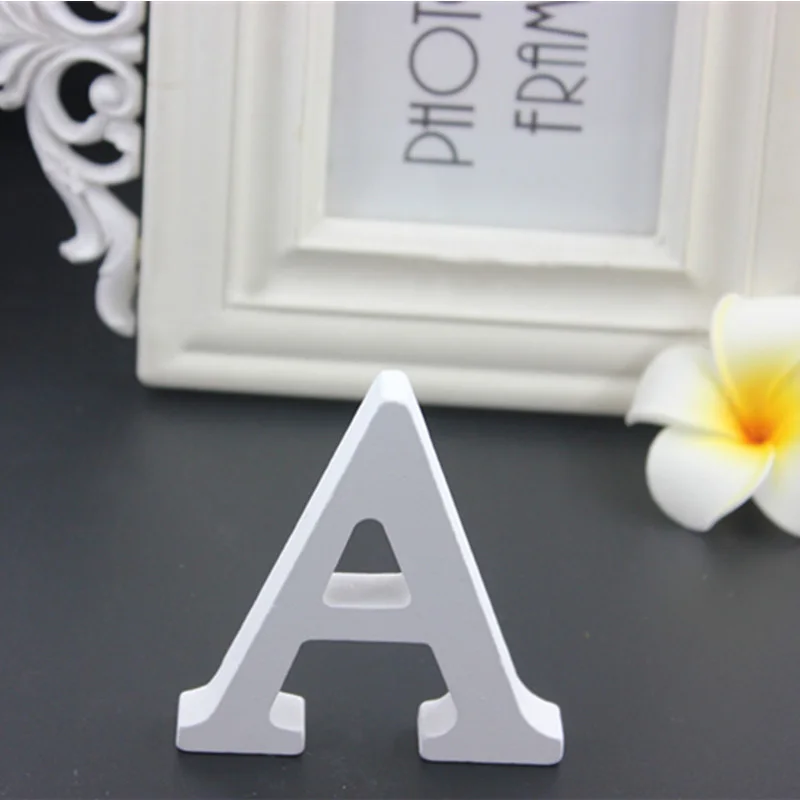 A 8x8cm 3D белая деревянная буква Английский алфавит DIY Индивидуальное Имя Дизайн Искусство ремесло свободно стоящее сердце Свадебный домашний декор - Цвет: A 8x8cm