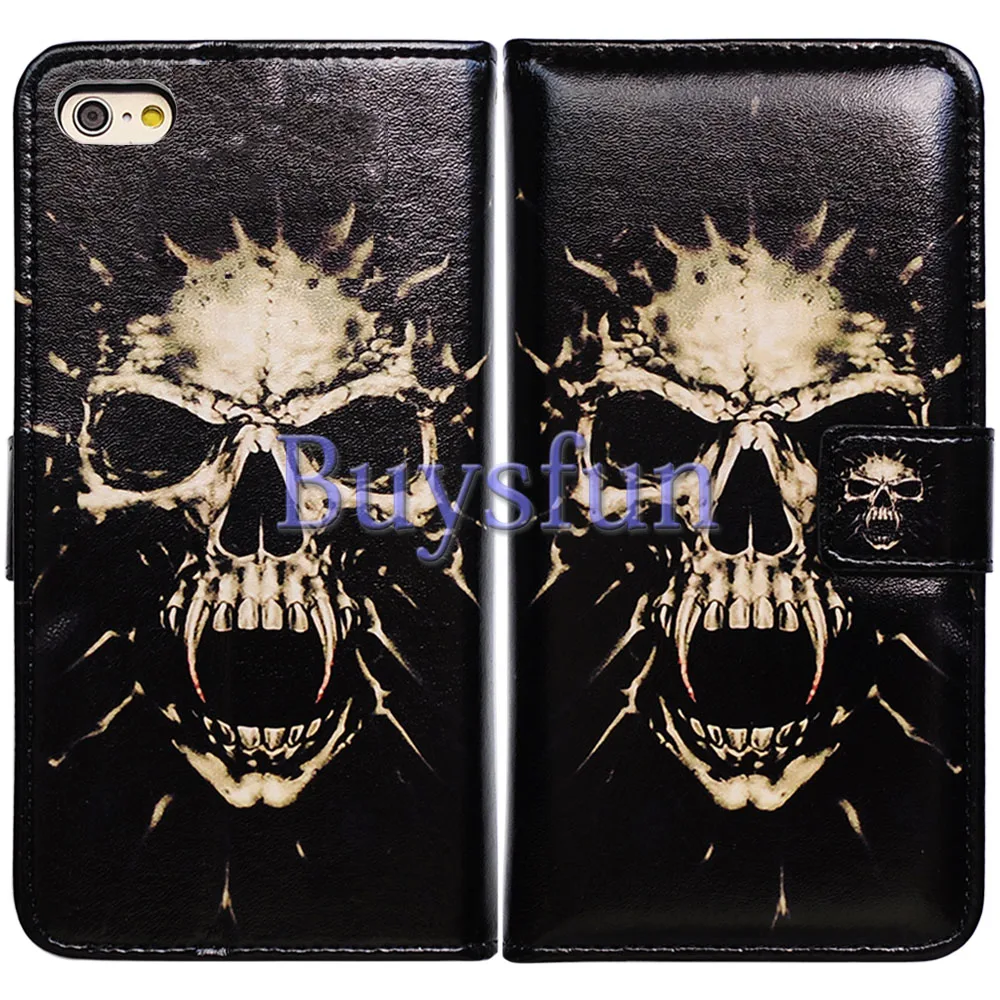 Bcov Black Fangs Skull Style Stand Leather Wallet Cover Case For iPhone 4 4S 100021122 |