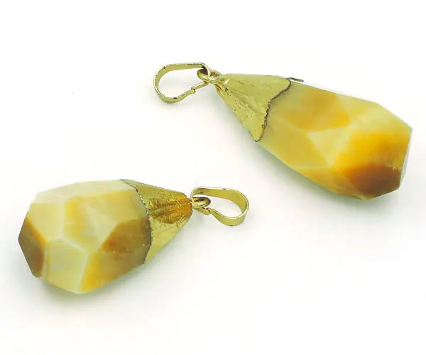 Tiger Eye Faceted Bead Drop Pendant Of Gold Cladding 32-42mm Long | Украшения и аксессуары