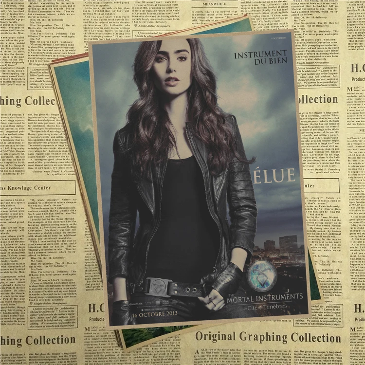 The Mortal Instruments: Город костей лилия Коллинз винтажные плакат из крафт бумаги лучший