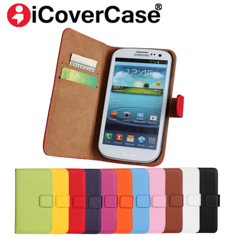 Роскошный чехол книжка из натуральной кожи для Samsung Galaxy S3 S4 S5 S6 S7 Edge S8 S9 Plus A3 A5 J3 J5 J7