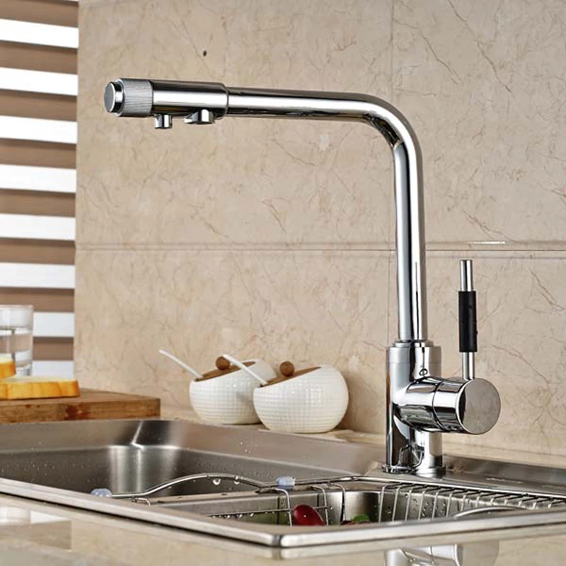MTTUZK Современный полированный хромированный латунный кухонный кран двойной Handel