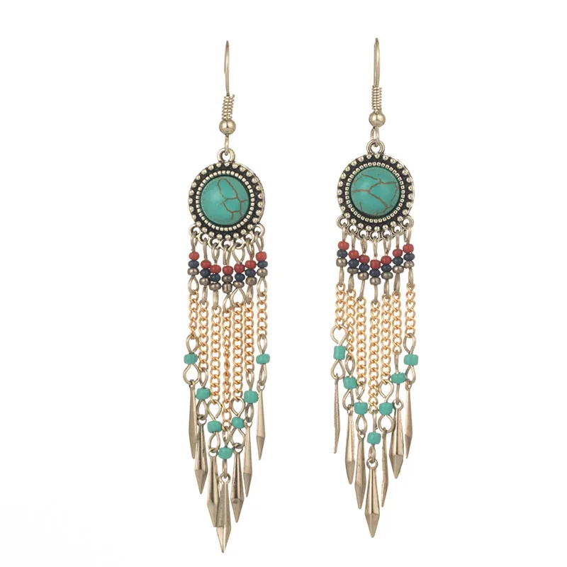 Винтажные женские серьги с бахромой, акриловые черные геометрические серьги в форме капли, богемные массивные ювелирные изделия Oorbellen Kolczyki - Окраска металла: Tassel 3