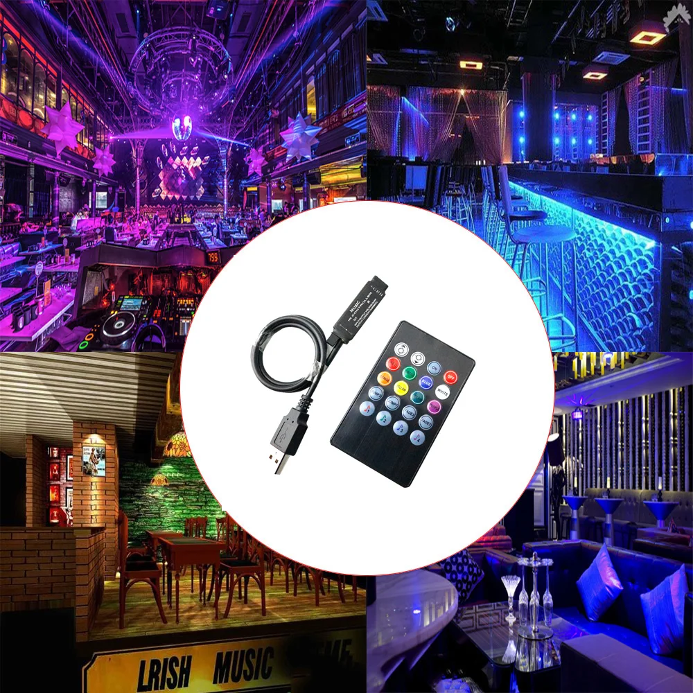 5 в Музыка RGB контроллер полоса света мини 20 клавиш ИК пульт дистанционного