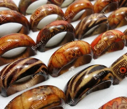 10 шт. модные цельные ювелирные изделия разных размеров деревянные мужские