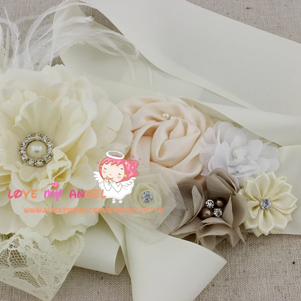 1 шт. цветочный свадебный пояс из слоновой кости ткань цветок с кружевом жемчуг