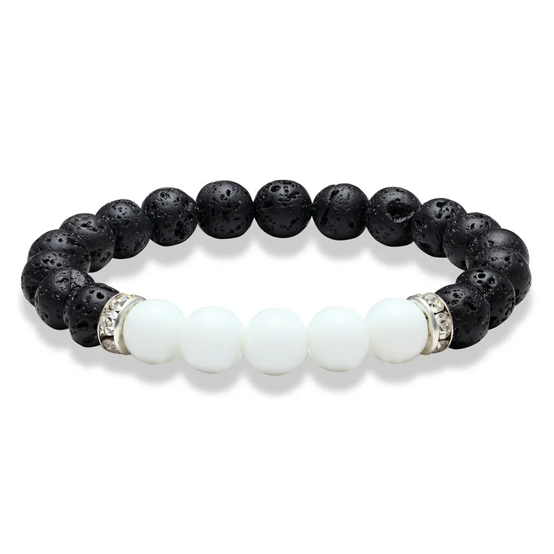 

New fashion lava stone jewelry natural volcanic stone fashion bracelet men's 8 mm round collar beads bracelet yoga bracelet