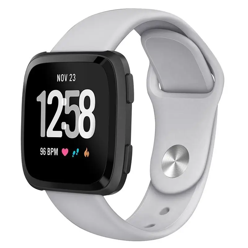 Gray Мягкие силиконовые Замена спортивные часы-браслет ремешок для Fitbit Versa Lite Edition браслет 15 цветов S L Размер - Цвет: Gray